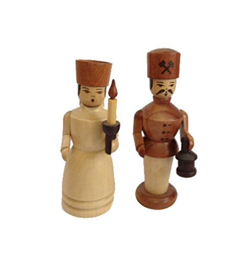 Rudolphs Schatzkiste Miniaturfigur Engel & Bergmann Natur Höhe=7cm NEU Weihnachten Seiffen Kerzen Kerzenständer Erzgebirge Winter Dekoration Bergbau Kirche Licht Holz Wald Fensterdeko von Rudolphs Schatzkiste