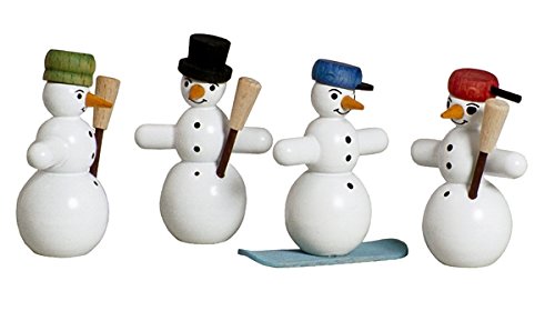 Rudolphs Schatzkiste Miniaturfigur Schneemänner bunt Höhe ca. 5cm NEU Holzfigur Weihnachtsfigur Weihnachten Schneeball Figur Seiffen Erzgebirge Holz Winterdeko von Rudolphs Schatzkiste