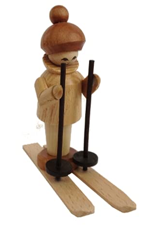 Rudolphs Schatzkiste Miniaturfigur Skifahrer auf Ski Natur Höhe=7,5cm NEU Seiffen Erzgebirge Dekoration Holzfiguren Weihnachten Fensterschmuck Spielzeug Deko Weihnachtsfigur von Rudolphs Schatzkiste