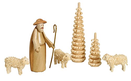 Rudolphs Schatzkiste Miniaturfiguren Schäfer mit Schafen und Bäumen Höhe 6,5cm NEU Weihnachten Christi Geburt Holz Seiffen Erzgebirge Holzdekoration Holzkunst Dekoration Figuren von Rudolphs Schatzkiste