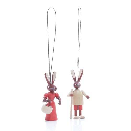 Rudolphs Schatzkiste Osterdekoration Hasenpaar Natur Strauchbehang Höhe 4cm NEU Osterdeko Osterhasenfigur Ostern Korb Osterei Frühling Erzgebirge Seiffen Hase Blumen von Rudolphs Schatzkiste