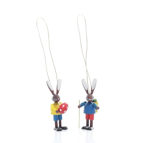 Rudolphs Schatzkiste Osterdekoration Hasenpaar bunt Strauchbehang Höhe 5cm NEU Osterdeko Osterhasenfigur Ostern Korb Osterei Frühling Erzgebirge Seiffen Hase Blumen von Rudolphs Schatzkiste