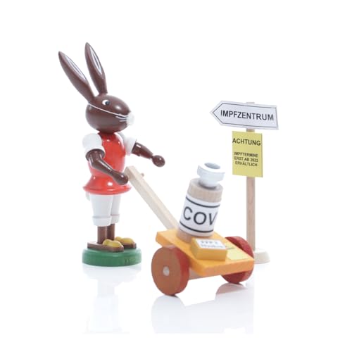 Rudolphs Schatzkiste Osterdekoration Osterhase Impfhelfer Höhe 9cm NEU Osterdeko Osterhasenfigur Ostern Korb Osterei Frühling Erzgebirge Seiffen Hase Blumen von Rudolphs Schatzkiste