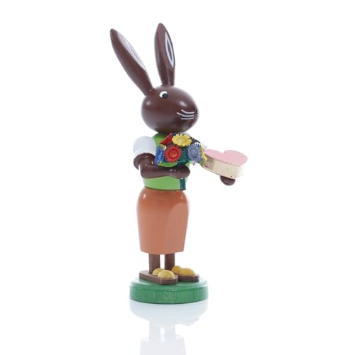 Rudolphs Schatzkiste Osterfigur Hase mit Herz Höhe ca 9 cm NEU Osterdeko Osterhasenfigur Ostern Osterei Frühling Erzgebirge Seiffen Hase Herz Blumenstrauß Blumen von Rudolphs Schatzkiste