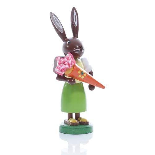 Rudolphs Schatzkiste Osterfigur Hase mit Zuckertüte Höhe ca 9 cm NEU Schulanfang Zuckertüte Osterdeko Osterhasenfigur Ostern Korb Osterei Frühling Erzgebirge Seiffen Hase Blumen von Rudolphs Schatzkiste