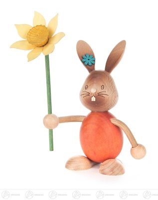 Rudolphs Schatzkiste Ostern & Frühjahr Hase Stupsi mit Blume Höhe ca 14,5 cm NEU Erzgebirge Osterhase Osterdeko von Rudolphs Schatzkiste