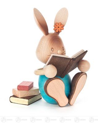 Rudolphs Schatzkiste Ostern & Frühjahr Hase Stupsi mit Büchern Höhe ca 12 cm NEU Erzgebirge Osterhase Osterdeko von Rudolphs Schatzkiste