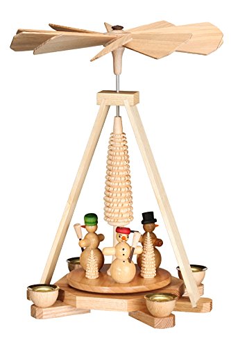 Rudolphs Schatzkiste Pyramide Schneemänner Natur BxHxT 19,5x25x19,5cm NEU Holzpyramide Weihnachtspyramide Designpyramide Tischpyramide Wärmespiel Tischdeko Dekoration Weihnachten Wärmespiel Lichter von Rudolphs Schatzkiste