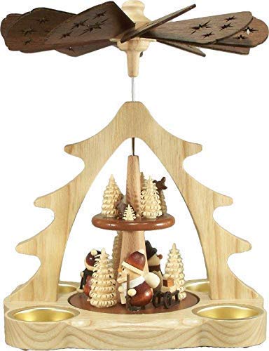 Rudolphs-Schatzkiste Pyramide Weihnachtsmann und Schneemann 22cm NEU Erzgebirge Teelichtpyramide Holzpyramide von Rudolphs-Schatzkiste