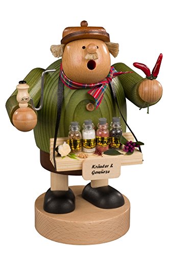 Rudolphs Schatzkiste Räuchermann Gewürzhändler BxTxH= 13x11x18cm NEU Rauchen Rauchfigur Rauchmann Räucherfigur Räucherkerze Smoker Kerze Figur Mann Holz Seiffen Erzgebirge Holz Schnee Dekoration von Rudolphs Schatzkiste