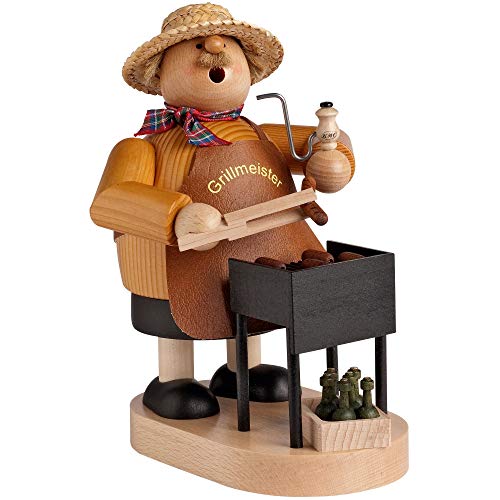 Rudolphs Schatzkiste Räuchermann Grillmeister am Grill BxTxH= 13x14x21cm NEU Rauchen Rauchfigur Rauchmann Räucherfigur Räucherkerze Smoker Kerze Figur Mann Holz Seiffen Erzgebirge Holz Schnee von Rudolphs Schatzkiste