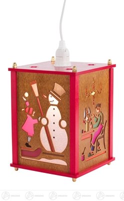 Rudolphs Schatzkiste Raumschmuck Laterne mit Haus, Weihnachtsmann, Schneemann und Spielzeugmacher, elektr. Beleuchtung Breite x Höhe x Tiefe 15 cmx25 cmx15 cm NEU Erzgebirge Holzlaterne Windlicht von Rudolphs Schatzkiste