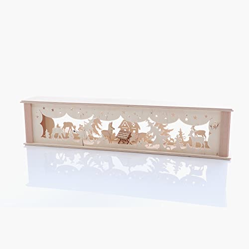 Rudolphs Schatzkiste Schwibbogenerhöhung mit Rehen an der Futterkrippe und Beleuchtung BxHxT 52x10x10cm NEU Lichterbogen Fensterbogen Spitzbogen Erzgebirge Seiffen Weihnachten Licht Holz Dekoration Beleuchtung von Rudolphs Schatzkiste