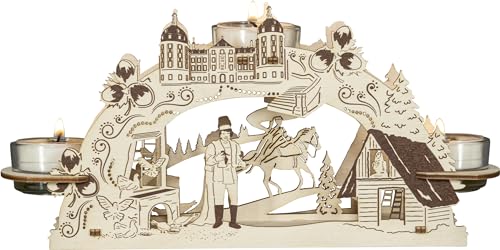 Rudolphs Schatzkiste Teelichthalter DREI Haselnüsse für Aschenbrödel ® 3 Teelichter BxHxT 24x11,5x6,5cm NEU Lichterbogen Fensterbogen Spitzbogen Erzgebirge Weihnachten Bergbau Bergmann Licht Holz von Rudolphs Schatzkiste