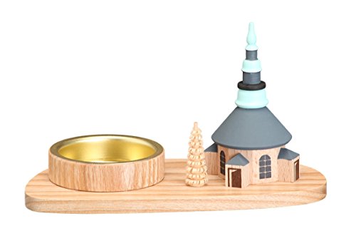 Rudolphs Schatzkiste Teelichthalter Kirche bunt BxHxT 16x7x5,5cm NEU Weihnachten Kerzensockel Lichthalter Kerzenschmuck Teelicht Tischschmuck Holzschmuck Holz Seiffen Erzgebirge Dekoration von Rudolphs Schatzkiste