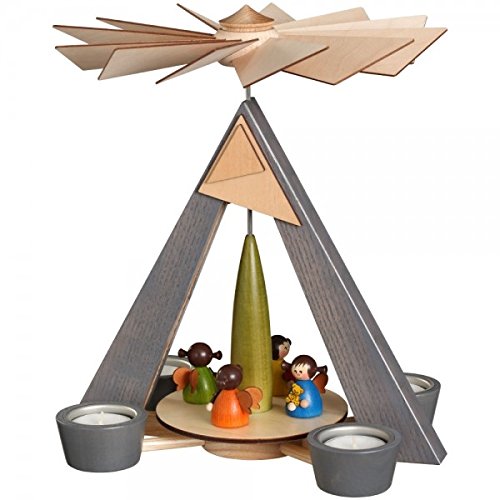 Rudolphs Schatzkiste Teelichtpyramide Engelchen bunt BxHxT 24,5x29x24,5cm NEU Pyramide Holzpyramide Seiffen Erzgebirge Weihnachten Wärmespiel Teelicht Lichter Figur Holz Flügel Kerzen von Rudolphs Schatzkiste