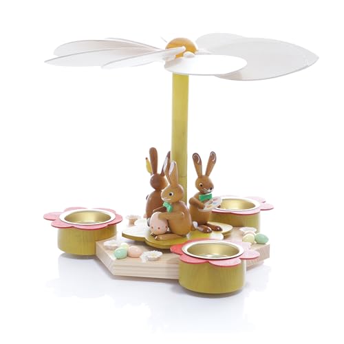 Rudolphs Schatzkiste Teelichtpyramide Osterhasen BxHxT 23x18,5x23cm NEU Pyramide Holzpyramide Ostern Osterhase Seiffen Erzgebirge Weihnachten Wärmespiel Teelicht Lichter Figur Holz Flügel Kerze von Rudolphs Schatzkiste
