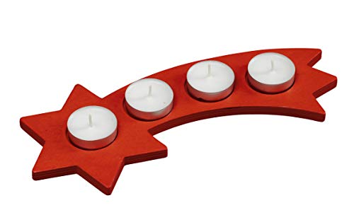 Rudolphs Schatzkiste Tischleuchter rot,inkl. 4 Teelichte Stern mit Schweif BxHxT 27x1x12cm NEU Teelichtleuchter Teelichtständer Kerzenhalter von Rudolphs Schatzkiste