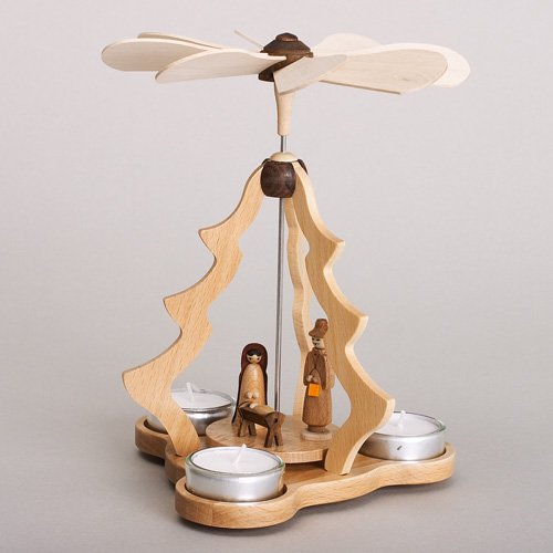 Rudolphs Schatzkiste Tischpyramide Christi Geburt Natur HxLxB 16x16x21,5cm NEU Pyramide Minipyramide Holzpyramide Seiffen Erzgebirge Weihnachten Wärmespiel Lichter Figur Holz Flügel Kerzen von Rudolphs Schatzkiste