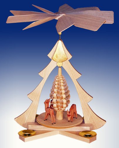 Rudolphs Schatzkiste Tischpyramide Rehe Natur BxHxt 21x26x22,5cm NEU Tischdekoration Dekoration Weihnachten Wärmespiel Lichter Figur Edelholz Seiffen Erzgebirge Holz Flügel Kerzen von Rudolphs Schatzkiste