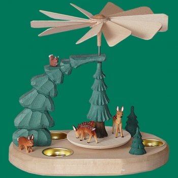Rudolphs Schatzkiste Tischpyramide Rehe geschnitzt Höhe 23cm NEU Holzpyramide Tischdekoration Dekoration Weihnachten Wärmespiel Lichter Figur Edelholz Seiffen Erzgebirge Holz Flügel Kerzen von Rudolphs Schatzkiste