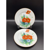 Vintage Handbemalte Union China Teller Aus Japan Mit Roten Mohnblumen Und Goldbesatz von BlueEyedThrifter