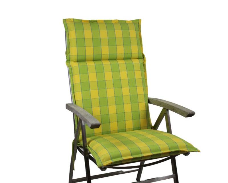 Rübeling Hochlehnerauflage Karo Gelb / Grün, Reißverschluss-Kissen von Rübeling