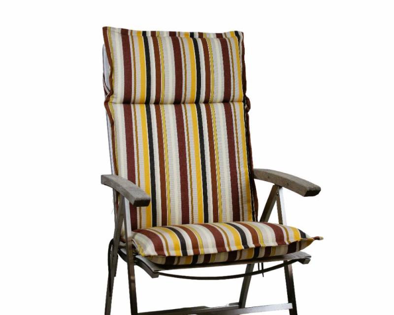 Rübeling Hochlehnerauflage Streifen Braun / Multi, Reißverschluss-Kissen von Rübeling