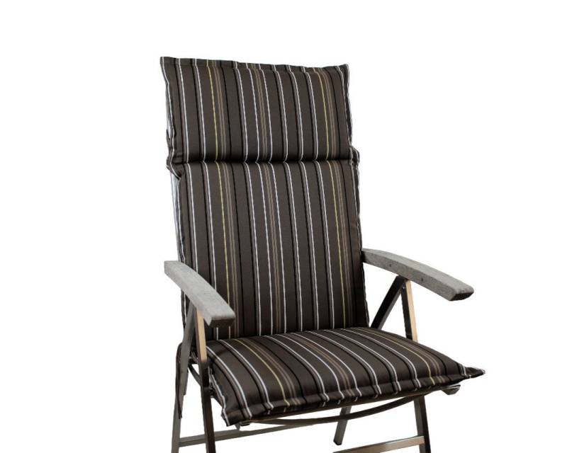 Rübeling Hochlehnerauflage Streifen Braun, Reißverschluss-Kissen von Rübeling