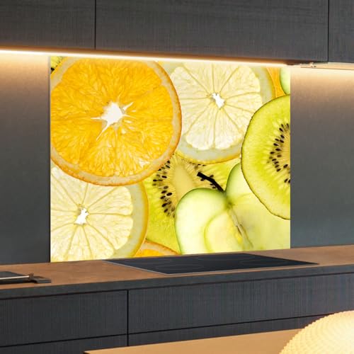 Spritzschutz Küchenrückwand Glas 100 x 40 cm Fruchtscheiben, Küchenwand Wandschutz, Herd Spritzschutz, Rückwand Küche Glas, Pfannenspritzschutz - RUECKWAND24 von Rückwand24