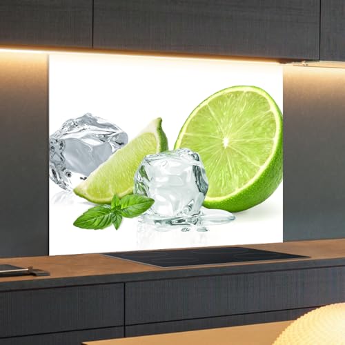 Spritzschutz Küchenrückwand Glas 60 x 60 cm Eiswürfel mit saftiger Limette, Küchenwand Wandschutz, Herd Spritzschutz, Rückwand Küche Glas, Pfannenspritzschutz - RUECKWAND24 Spritzschutz Küchenrückwand Glas 60 x 60 cm Eiswürfel mit saftiger Limette, Küchenwand Wandschutz, Herd Spritzschutz, Rückwand Küche Glas, Pfannenspritzschutz - RUECKWAND24 von Rückwand24