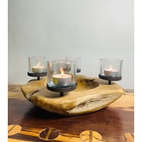 xl Teakholz Schale Mit Licht 3 von RuegenDesign