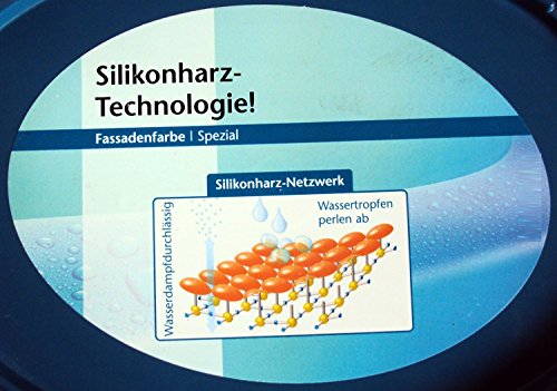 2,5 liter Farben-Budimex Siliconharz Fassadenfarbe Speziell mit Selbstreinigungseffekt/Apperleffekt, weiss matt' von Silikon Fassadenfarbe