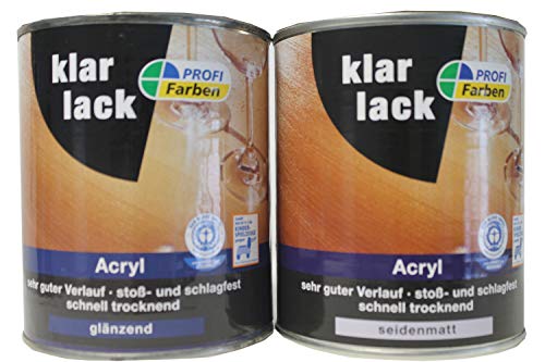 ProfiFarben Klarlack farblos Acryl 0,75 Liter Glanz Wählbar, Glanzgrad:seidenmatt von Rühl