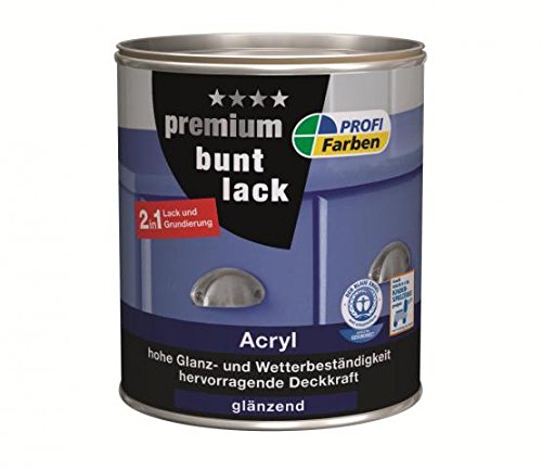 ProfiFarben Premium Buntlack 2in1 Lack und Grundierung Acryl glänzend 0,375 L Farbwahl, Farbe (RAL):RAL 6002 Laubgrün von Rühl