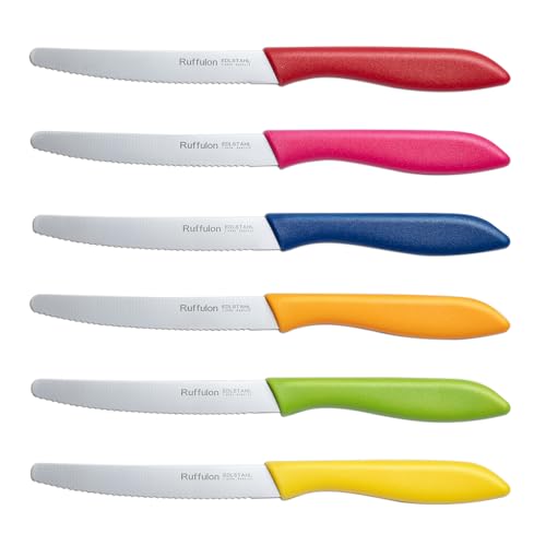 Ruffulon Brotmesser,6 teilig Brötchenmesser Set mit Wellenschliff,Küchenmesser aus Edelstahl,23 cm,Scharfe Brot Messer Set,Ergonomischem Griff,Bunte Messerset,Spülmaschinenfest Ruffulon Brotmesser,6 teilig Brötchenmesser Set mit Wellenschliff,Küchenmesser aus Edelstahl,23 cm,Scharfe Brot Messer Set,Ergonomischem Griff,Bunte Messerset,Spülmaschinenfest von Ruffulon
