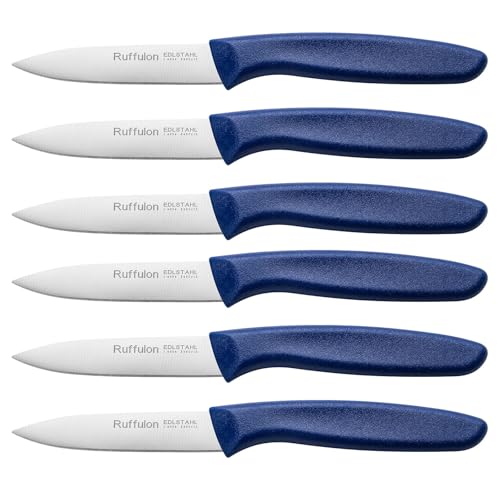 Ruffulon Gemüsemesser-Set,blaues 6-teiliges Obstmesser-Set,Profi-Schäler aus Edelstahl,Küchenmesser mit stabilem Kunststoffgriff,superscharfes Messer zum Schneiden von Obst und Gemüse von Ruffulon