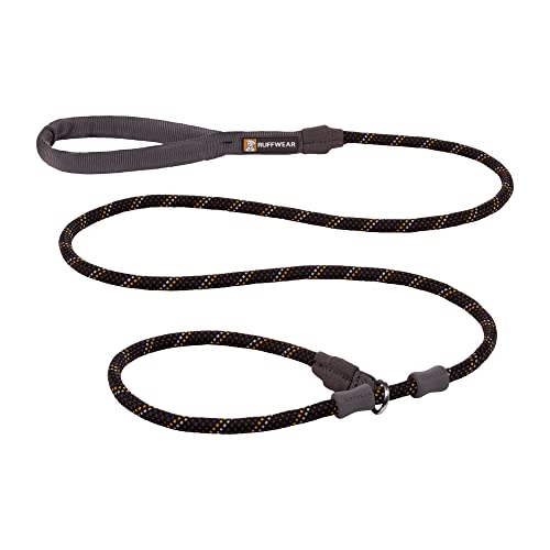 RUFFWEAR Just-a-Cinch Leine, reflektierende Hundeleine mit Seil und Halsband, Länge: 1,5 m, Obsidian Black von RUFFWEAR