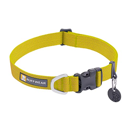 RUFFWEAR Hundehalsband Hi & Light, ultrastark und leicht, Starkes Tubelok-Gewebe, Aluminium-Leinenbefestigungsring und Schnalle, stilvolles Halsband, Lichen Green (L, 51-66cm) von RUFFWEAR