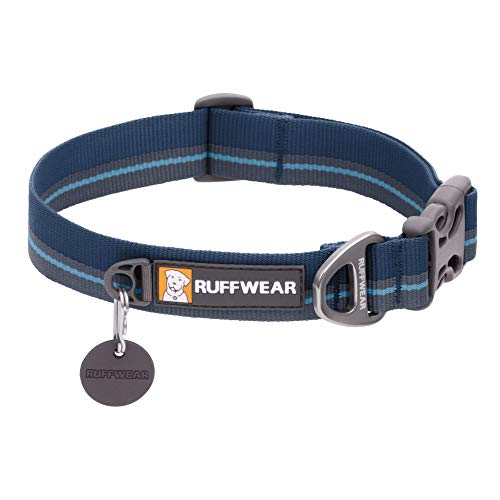 RUFFWEAR Flat Out Collar, Klassisches Hundehalsband für Große bis Sehr Große Hunderassen, Einstellbare Passform, Größe L (51-66 cm), Blue Horizon von RUFFWEAR