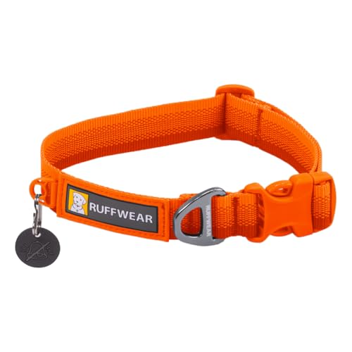 Ruffwear Front Range-Halsband, Hundehalsband mit V-Ring, längenverstellbares Haustier-Hundehalsband, bequemer weicher Stoff, Haustierhalsband mit Hundeleinen-Befestigungsring, Blaze Orange von RUFFWEAR