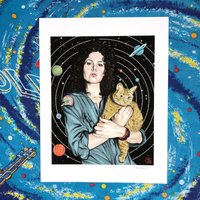 Sigourney Weaver Als Ripley Mit Jonesy Der Katze Im Alien Kunstdruck von RufusTigerStudio