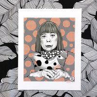 Yayoi Kusama Portrait Kunstdruck von RufusTigerStudio