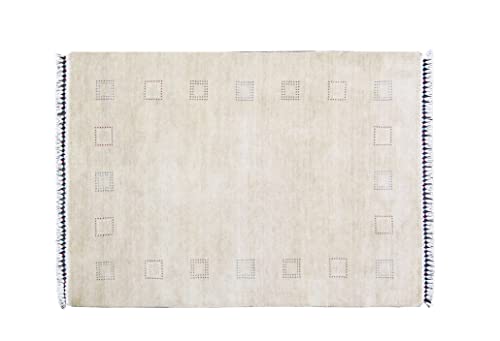 Moderner Teppich Lorry Buff GABBEH Home & Living 200 x 140 cm aus pflanzlicher Wolle in der Farbe Beige. Ideal für Jede Art von Umgebung: Küche, Badezimmer, Wohnzimmer, Schlafzimmer von Rug Emotion