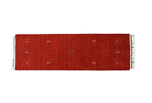 Moderner Teppich Lorry Buff GABBEH Home & Living 200 x 70 cm aus pflanzlicher Wolle in Rot. Ideal für Jede Art von Umgebung: Küche, Badezimmer, Wohnzimmer, Schlafzimmer von Rug Emotion