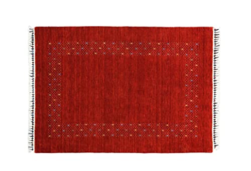 Moderner Teppich Lorry Buff GABBEH Home & Living 230 x 160 cm aus pflanzlicher Wolle in Rot. Ideal für Jede Art von Umgebung: Küche, Bad, Wohnzimmer, Schlafzimmer von Rug Emotion