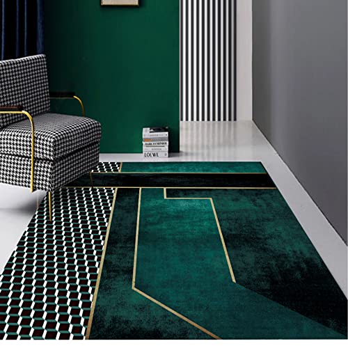 Rug-QJDDUP Kurzflor Teppich， Green, 160 x 200 cm, Emerald grün geometrisch Design，Designer Teppiche für großen Wohnzimmer, Kinderzimmer Schlafzimmer, Flure, Vorräume, von Rug-QJDDUP