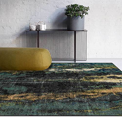 Kurzflor Teppich，Art Deco abstrakt, Teppiche Modern Designer fürs Wohnzimmer, Esszimmer, Küche und Flure, antirutsch Waschbar,Black Green , 120 x 180 cm von Rug-QJDDUP