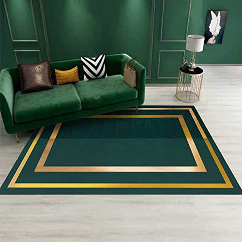 Kurzflor Teppich，Green , 80 x 150 cm, gelb geometrisch Design，Teppiche Modern Wohnzimmerteppich Wohnzimmer Teppich Flur Korridor，rutschfeste Waschbar, von Rug-QJDDUP