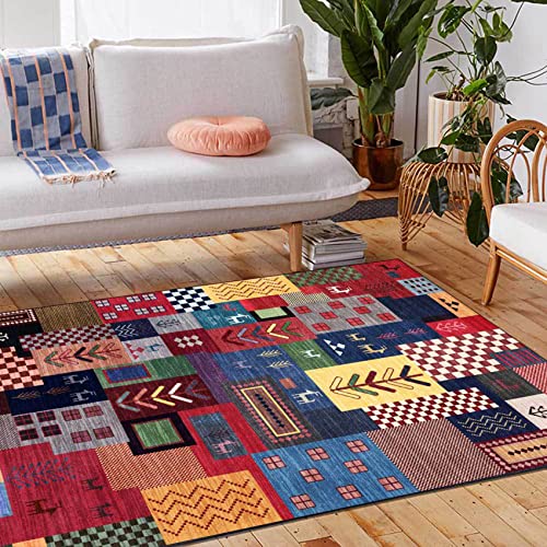 Rug-QJDDUP Kurzflor Teppich，Rustikales Patchwork Design，Teppiche Wohnzimmer, Schlafzimmer, Wohnzimmerteppich modernes Design, ideal für Esszimmer, Multicolour-2, 160 x 230 cm von Rug-QJDDUP